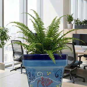 Blue Spanish Ceramic Planter- Hand painted Flower pot Made in Spain